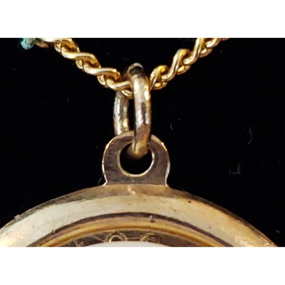 Vintage Unsigned Cabochon Limoges Cameo Portrait Pendant Necklace, Country Scene - Picture 6 of 10